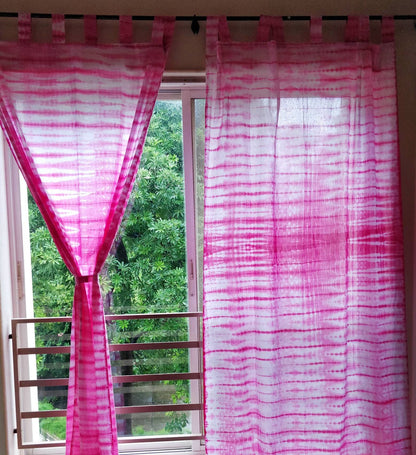 Tie dyed pink sheer curtains