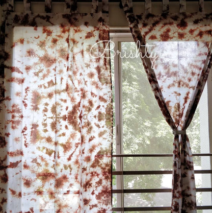 Brown tie dyed curtains