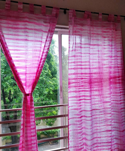 Tie dyed pink sheer curtains