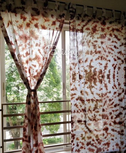 Brown tie dyed curtains