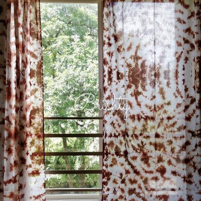 Brown tie dyed curtains