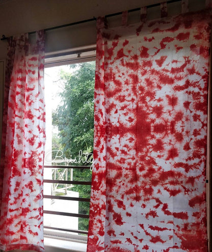 Bright red flame of the forest tie dyed eclectic curtains