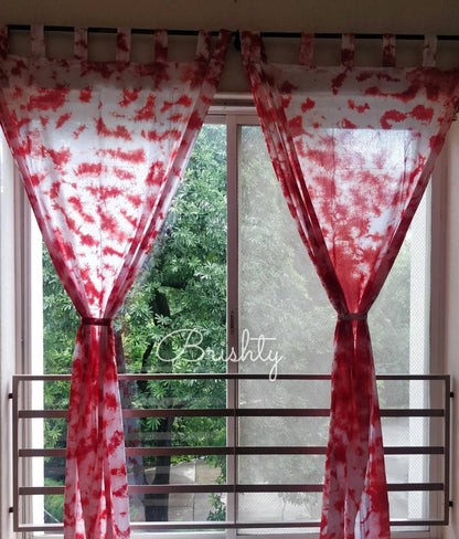 Bright red flame of the forest tie dyed eclectic curtains