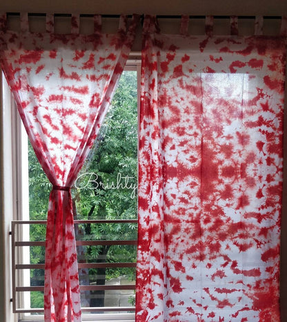 Bright red flame of the forest tie dyed eclectic curtains