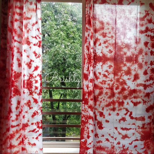 Bright red flame of the forest tie dyed eclectic curtains