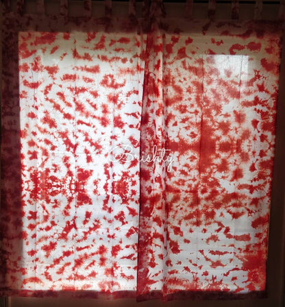 Bright red flame of the forest tie dyed eclectic curtains