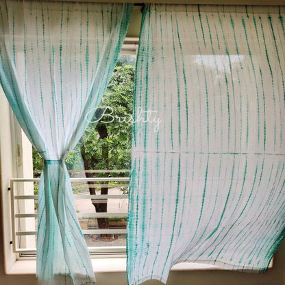 Sea green tie dyed sheer curtain