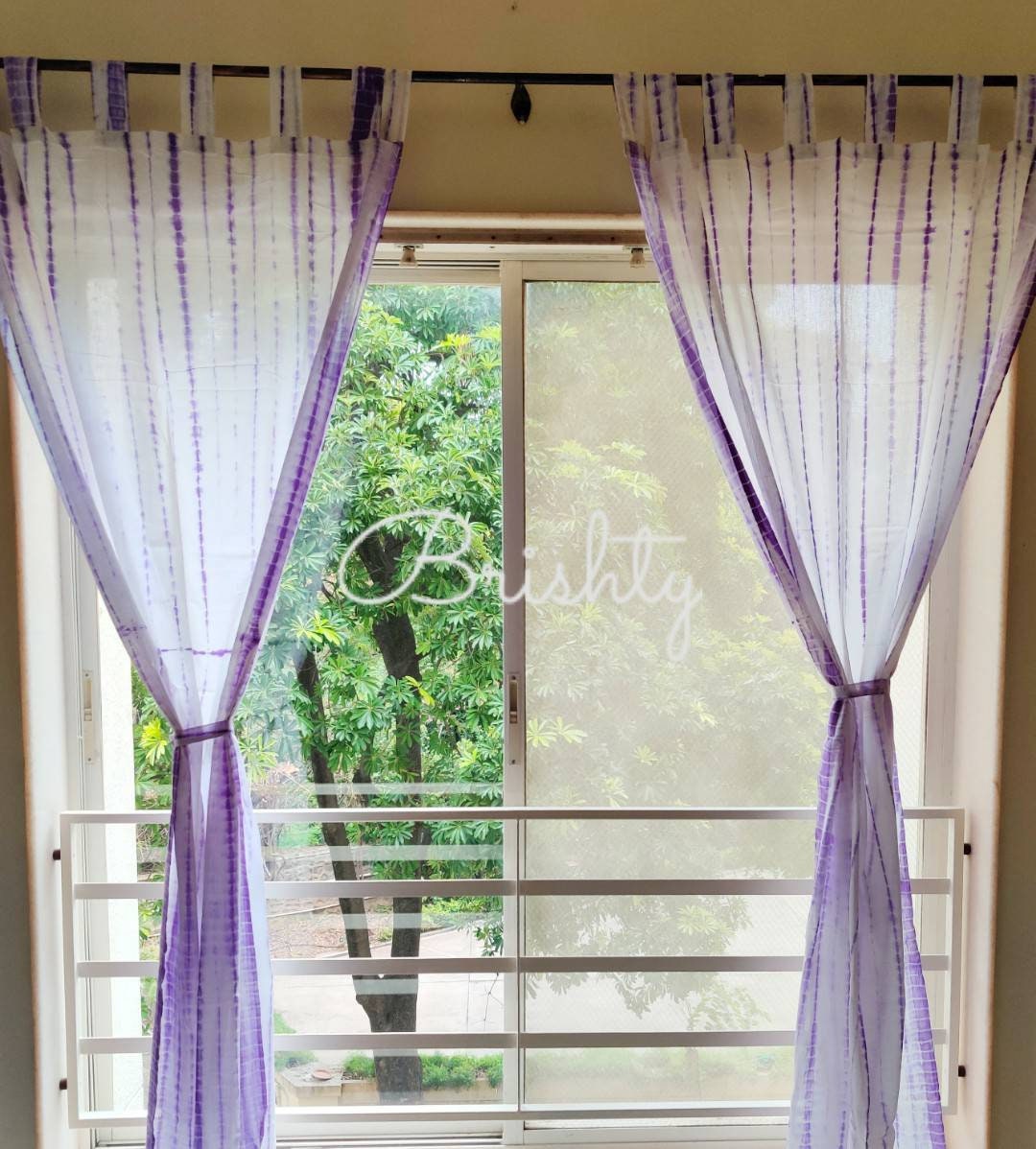 Purple tie dyed coastal minimal curtains