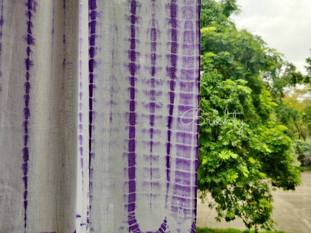 Purple tie dyed coastal minimal curtains