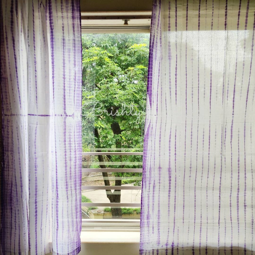 Purple tie dyed coastal minimal curtains