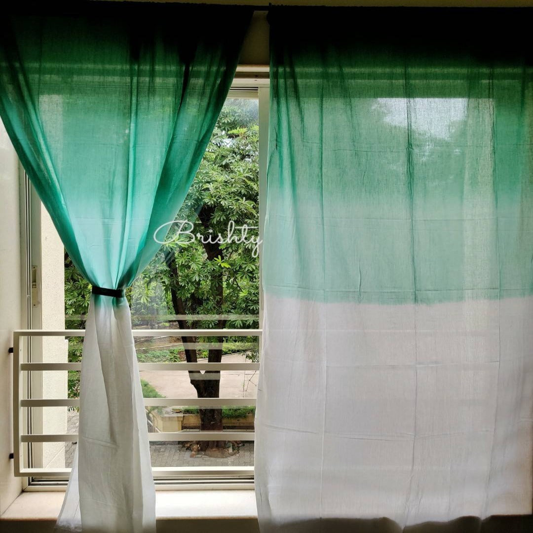 Aqua sea green dip dyed sheer curtain