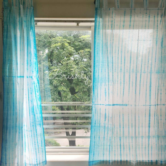 Turquoise tie dyed sheer coastal curtains