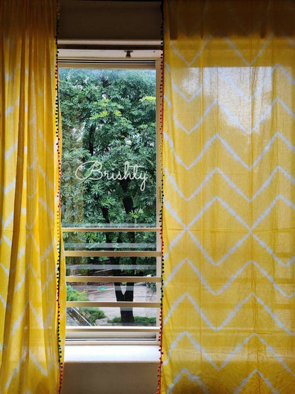 Sunshine tie dyed zig zag curtains