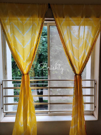 Sunshine tie dyed zig zag curtains