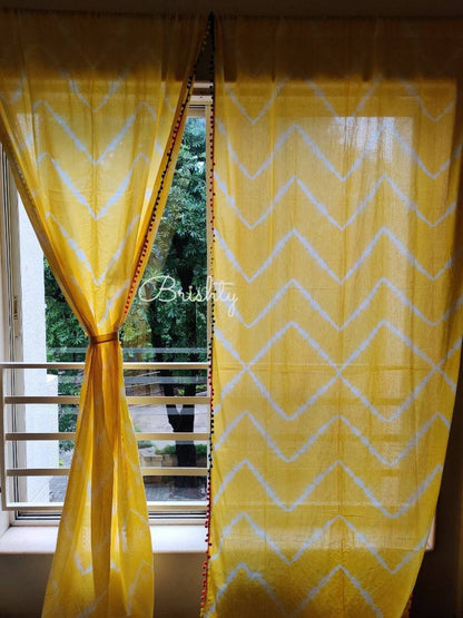 Sunshine tie dyed zig zag curtains