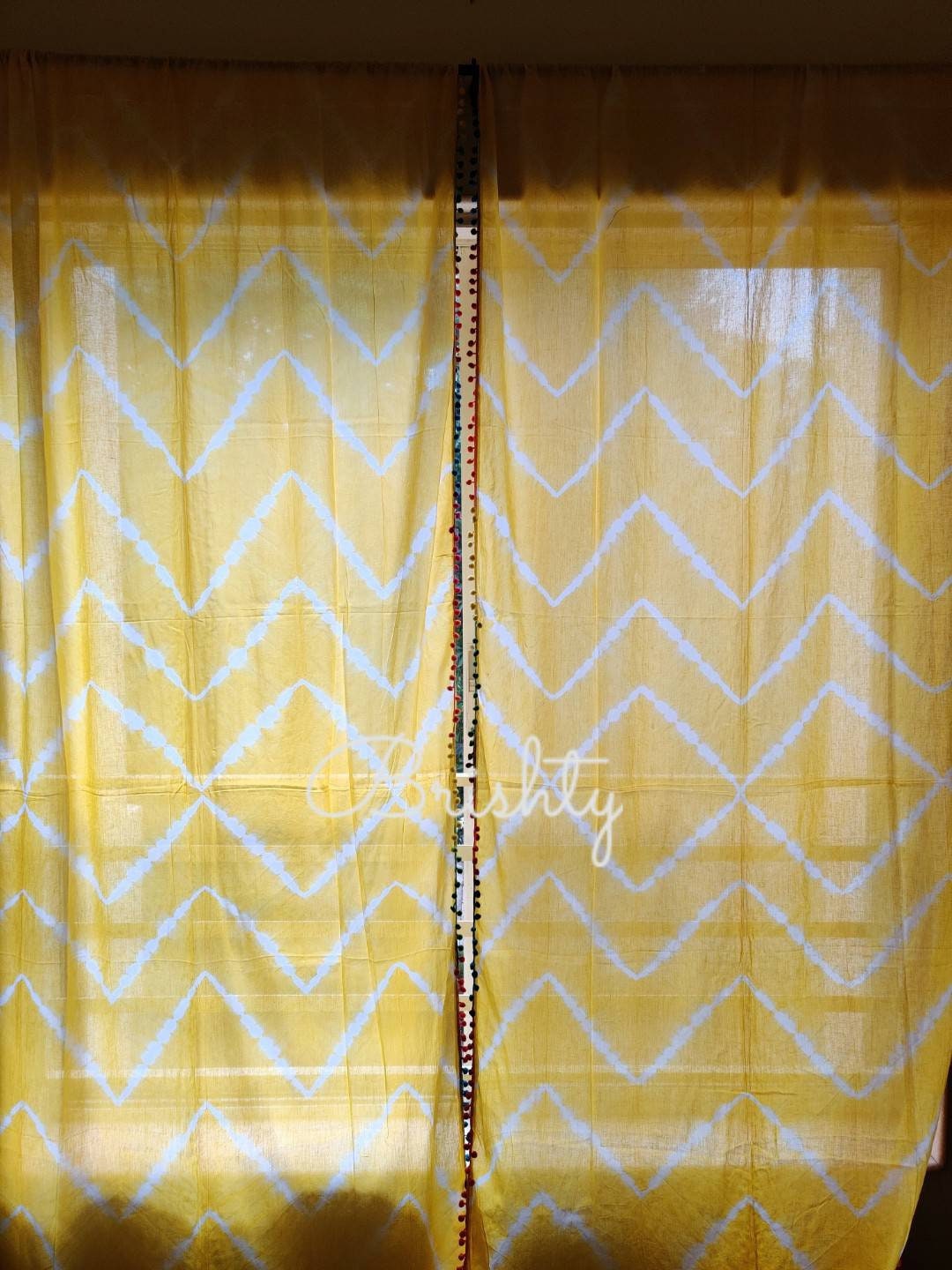 Sunshine tie dyed zig zag curtains