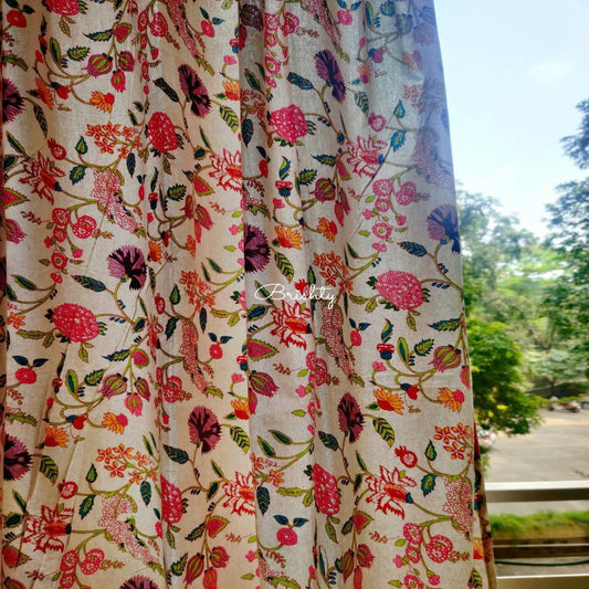 Spring floral thick cotton privacy curtain