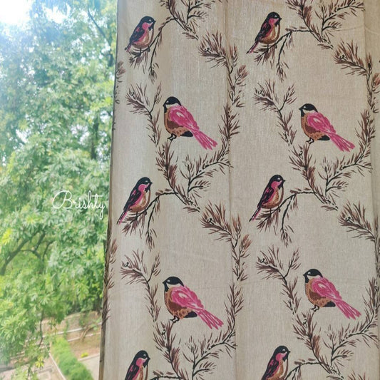 Bird printed floral farmhouse style curtains