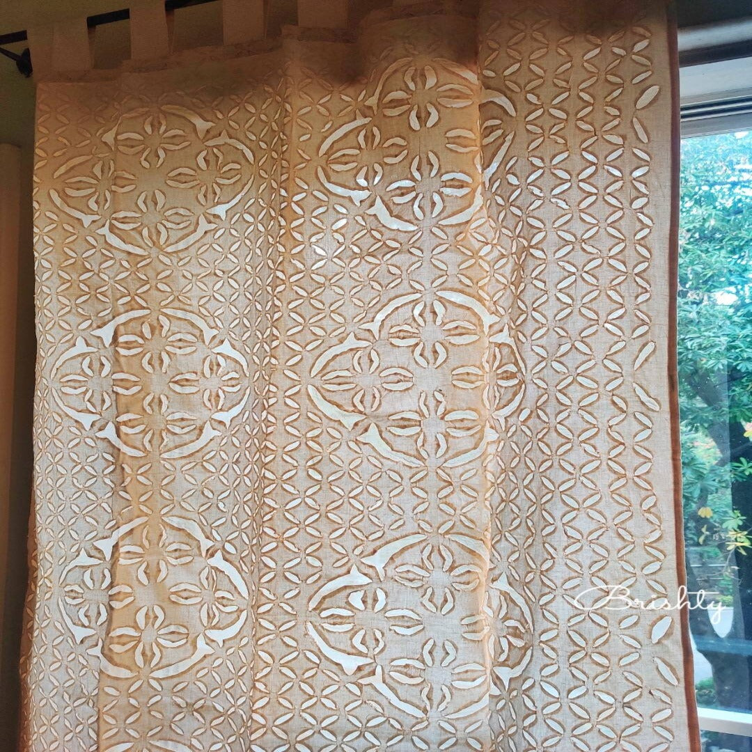 Pastel peach applique curtain