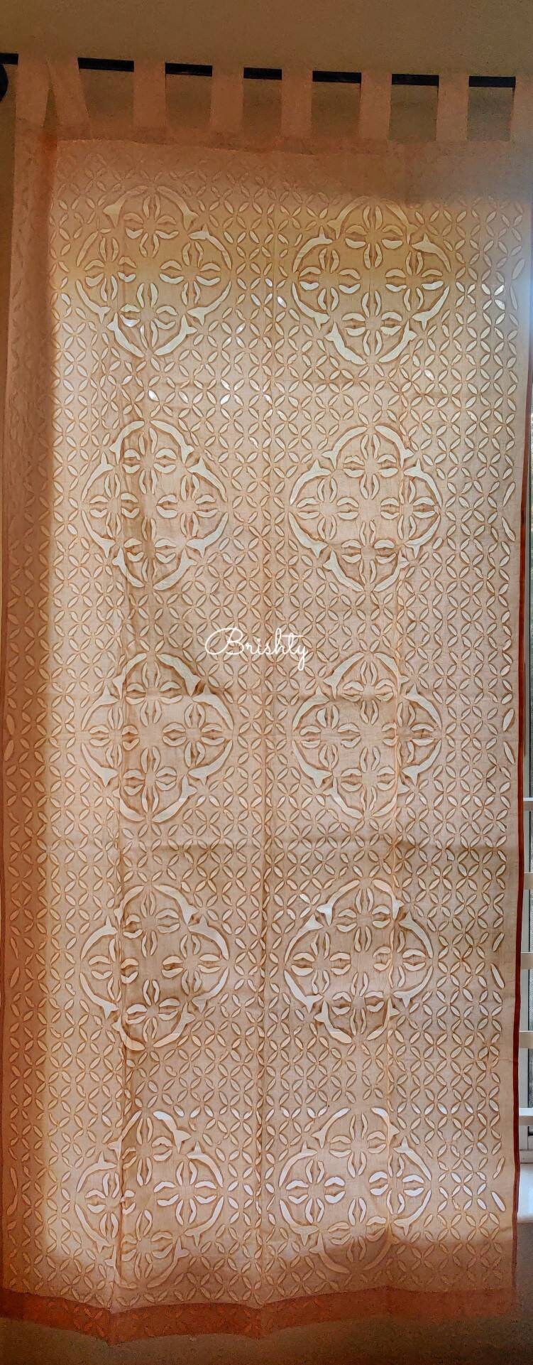 Pastel peach applique curtain