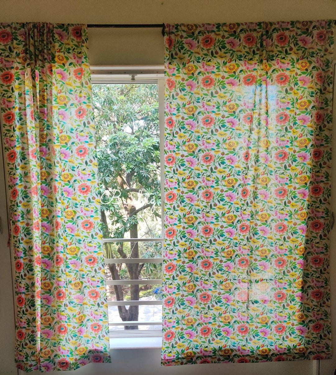 Bright and colorful floral curtains