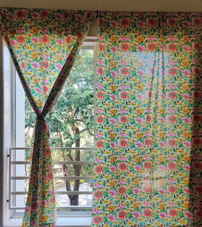 Bright and colorful floral curtains