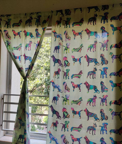 Furry friends pale yellow curtains for dog lovers