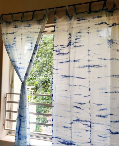 Breezy indigo tie dyed sheer curtains