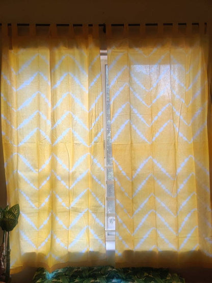 Sunshine tie dyed zig zag curtains