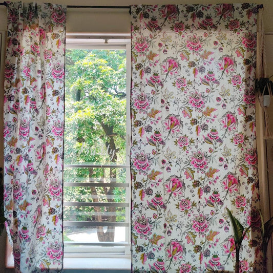 Floral privacy cottage style curtains