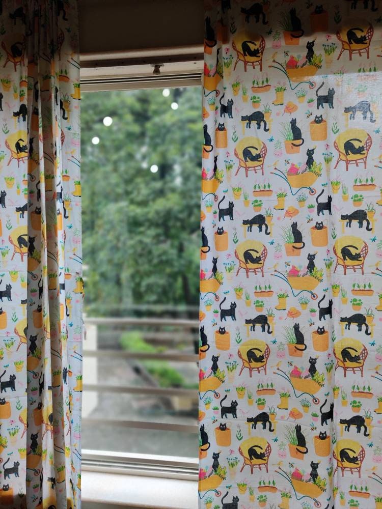 Cat printed curtains for cat lovers