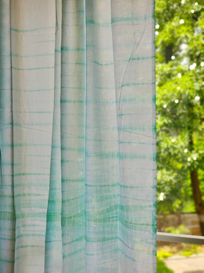 Sea green tie dyed coastal curtains