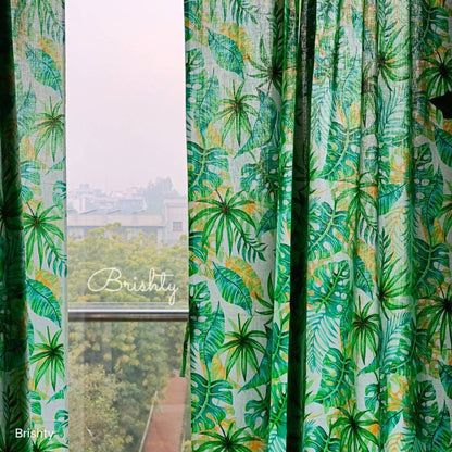 Bold botanical boho printed tropical curtains