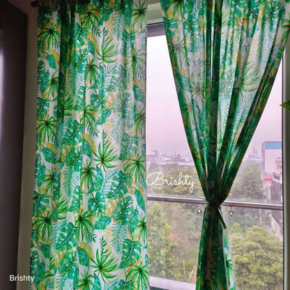 Bold botanical boho printed tropical curtains