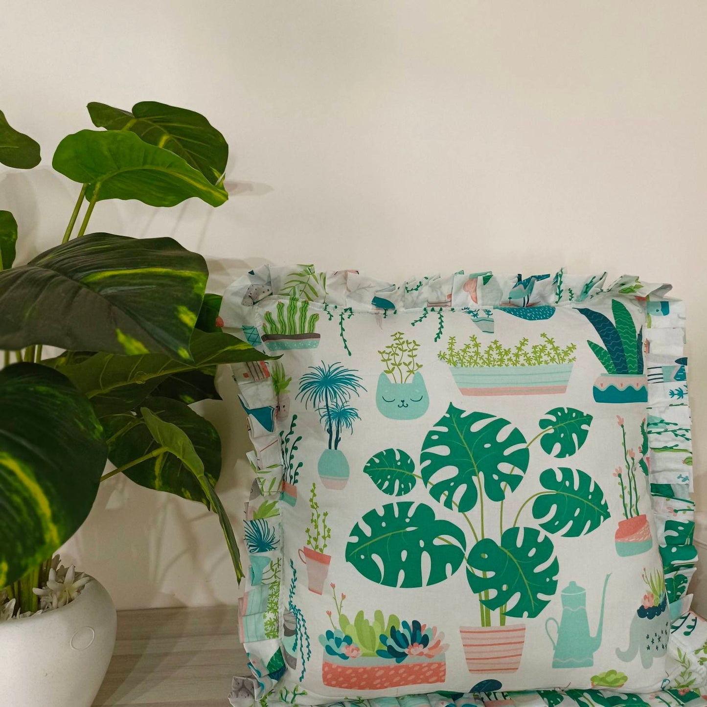 Boho plant cushion cover