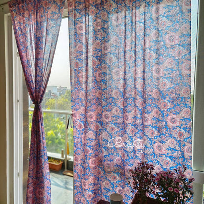 Soothing floral purple pink curtains