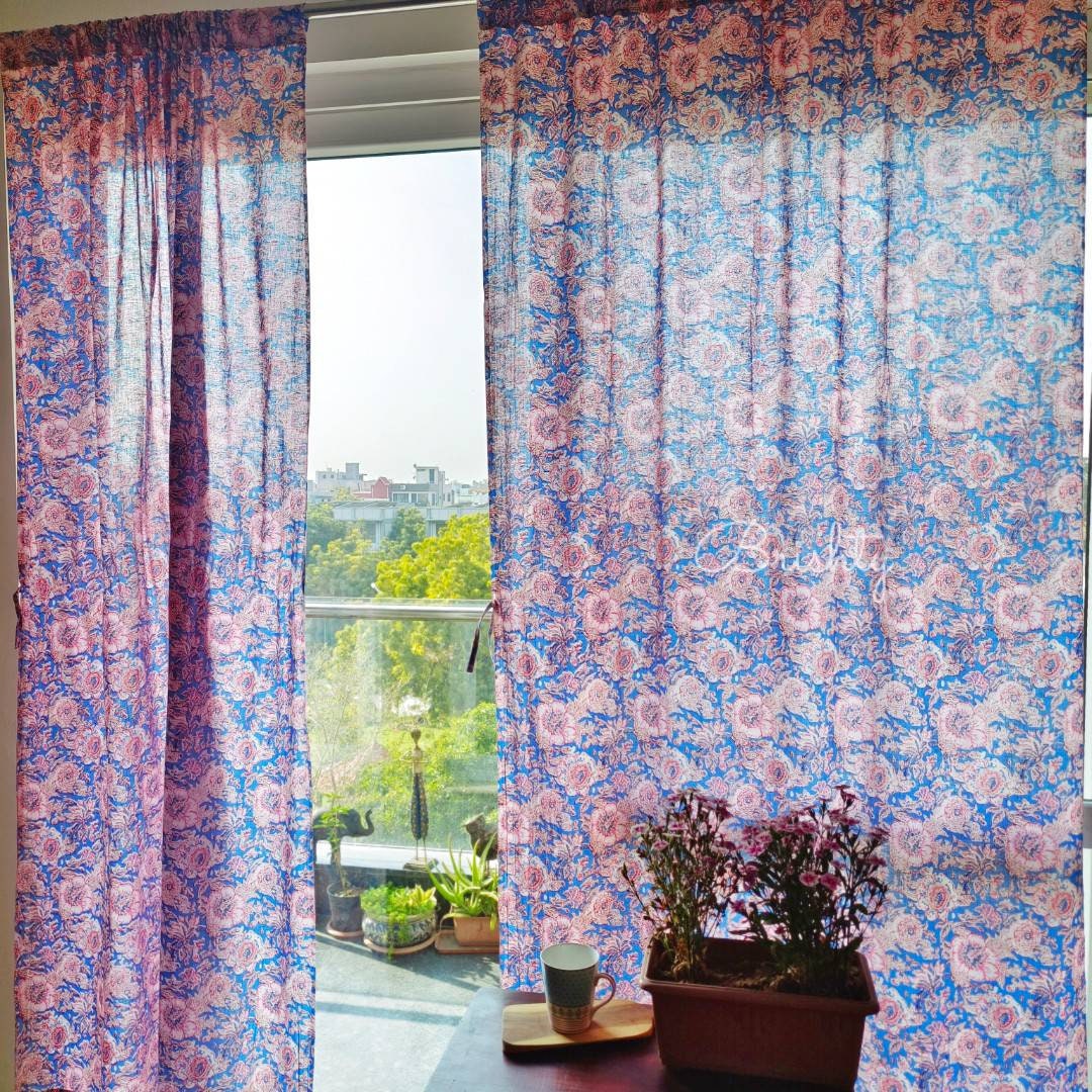 Soothing floral purple pink curtains