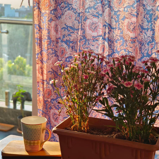 Soothing floral purple pink curtains