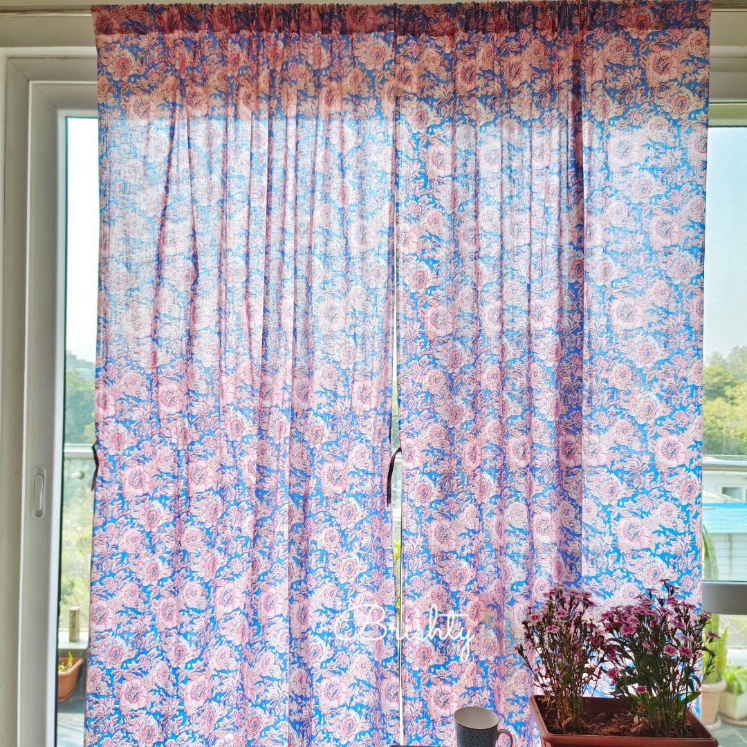 Soothing floral purple pink curtains