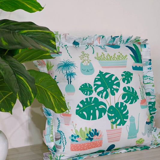 Boho plant cushion cover